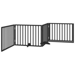 Walplus Black Dog Gate With Door Foldable 4 Panels 320 Cm Poplar Wood - thumbnail 6