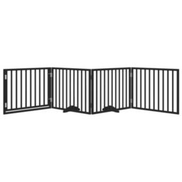Walplus Black Dog Gate With Door Foldable 4 Panels 320 Cm Poplar Wood - thumbnail 3