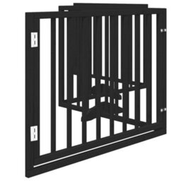 Walplus Black Dog Gate With Door Foldable 4 Panels 320 Cm Poplar Wood - thumbnail 5