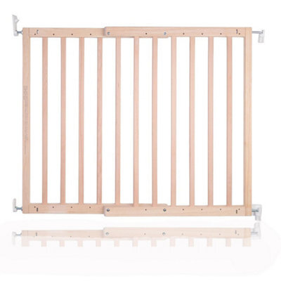 Safetots Chunky Wooden Screw Fit Stair Gate, Natural, 63.5Cm - 105.5Cm, Wood Baby Gate, Screw Fit Safety Barrier - image 1