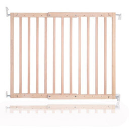 Safetots Chunky Wooden Screw Fit Stair Gate, Natural, 63.5Cm - 105.5Cm, Wood Baby Gate, Screw Fit Safety Barrier - thumbnail 1