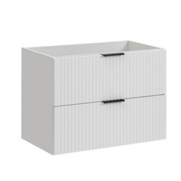 Impact Furniture Bathroom Furniture Set 800mm Vanity Unit Tallboy Wall Storage Cabinet White Ribbed Fluted Adel - thumbnail 7