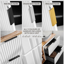Impact Furniture Bathroom Furniture Set 800mm Vanity Unit Tallboy Wall Storage Cabinet White Ribbed Fluted Adel - thumbnail 4