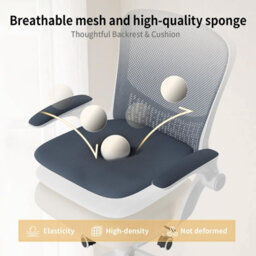 Onemill Mid-Back Ergonomic Office Chair With Flip-Up Armrests, Lumbar Support And Adjustable Height For Home Office-Grey - thumbnail 7