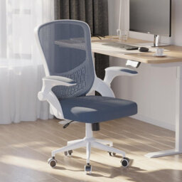 Onemill Mid-Back Ergonomic Office Chair With Flip-Up Armrests, Lumbar Support And Adjustable Height For Home Office-Grey - thumbnail 2