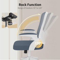 Onemill Mid-Back Ergonomic Office Chair With Flip-Up Armrests, Lumbar Support And Adjustable Height For Home Office-Grey - thumbnail 9