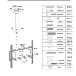 Ceiling Tv Mount, Adjustable Swivel Bracket For 32 To 70 Inch Tvs - thumbnail 3