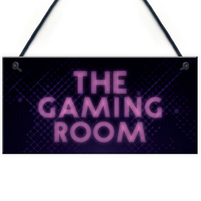 Red Ocean Gaming Room Sign Neon Effect Hanging Games Room Man Cave Bedroom Sign - image 1
