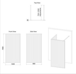 Royal Bathrooms Luxor 2 Sided Walk In Wet Room Fluted Shower Enclosure With 1600 X 800mm Stone Tray & Matt Black Frame 8mm Easy Clean Glass - thumbnail 8