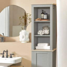 Sobuy Bzr68-Hg, Bathroom Tall Cabinet Cupboard Bathroom Storage Cabinet, Grey,w39Xd30Xh168 - thumbnail 4
