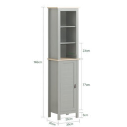 Sobuy Bzr68-Hg, Bathroom Tall Cabinet Cupboard Bathroom Storage Cabinet, Grey,w39Xd30Xh168 - thumbnail 3