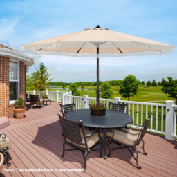 Costway 9 Ft Patio Umbrella Outdoor Tassel Parasol With Push Button Tilt Beige - thumbnail 7