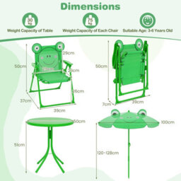 Gainoom Kids Green Picnic Table & Chair Set Collapsible Toddler Activity Table - thumbnail 2