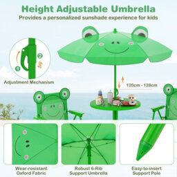 Gainoom Kids Green Picnic Table & Chair Set Collapsible Toddler Activity Table - thumbnail 6