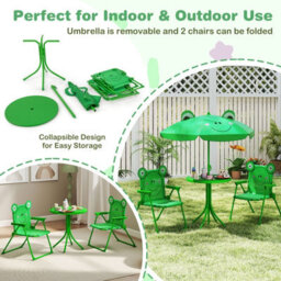 Gainoom Kids Green Picnic Table & Chair Set Collapsible Toddler Activity Table - thumbnail 5