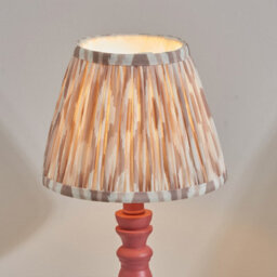 Luminosa Lighting Luminosa Bibury Satin Pink Clay Paint Table Lamp With Neutral Print Fabric Ikat Shade 20Cm B22 - thumbnail 3