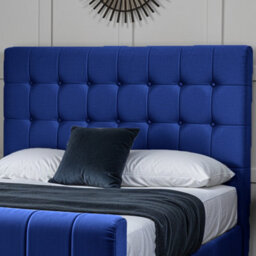 UKBEDFURNITURE Orlando Blue Plush Valvet Upholstered Bed Frame - Slatted Base With 10 Inch Orthopedic Mattress - 48 Inch Headboard - thumbnail 2