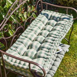 Dibor Traditional Grey Striped Summer Outdoor Garden Bench Cushion (L)112Cm X (W)44Cm - thumbnail 1