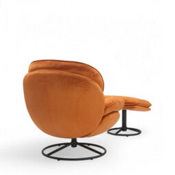 Velvet Orange Azura Swivel Accent Chair With Footstool - thumbnail 7