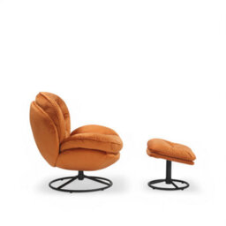 Velvet Orange Azura Swivel Accent Chair With Footstool - thumbnail 5