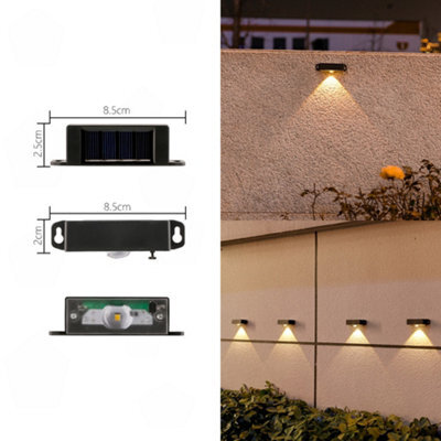 Amorly 4 Pack Solar Powered Outdoor Wall Lights, Dusk To Dawn 1Led Convex Lens White Light, Waterproof Decor Lamp For Fencing, Decking - image 1