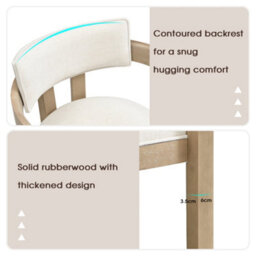 Linen Dining Chairs With Solid Wood Legs, Natural Colour, Set Of 6 - thumbnail 7