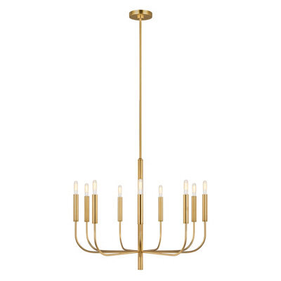 Elegant 9 Bulb Chandelier Pendant Light In Burnished Brass For Modern Interiors - image 1