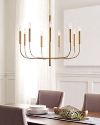Elegant 9 Bulb Chandelier Pendant Light In Burnished Brass For Modern Interiors - thumbnail 2