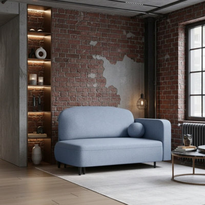 Solo Sofa Bed With Sleeping Function And Storage Compartment Polyurethane Foam Wooden Metal Legs 162X93X97Cm Light Blue Right - image 1