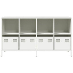 Berkfield Sideboard White 135X39X73.5 Cm Cold-Rolled Steel - thumbnail 5