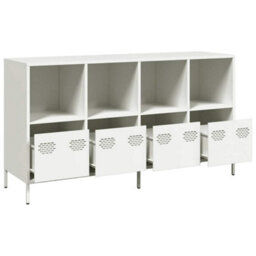 Berkfield Sideboard White 135X39X73.5 Cm Cold-Rolled Steel - thumbnail 4