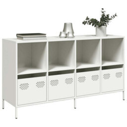 Berkfield Sideboard White 135X39X73.5 Cm Cold-Rolled Steel - thumbnail 1