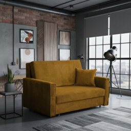 Viva Bis Ii Premium Upholstered Sofa Bed For Living Room With Storage Chipboard Frame 133X85X98Cm Mustard - thumbnail 3