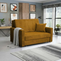 Viva Bis Ii Premium Upholstered Sofa Bed For Living Room With Storage Chipboard Frame 133X85X98Cm Mustard