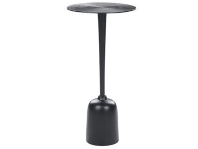 Wyld And Coco Novahome Black Metal Round Side Table 30Cm Geometric Carved Top Modern End Table - image 1