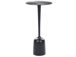 Wyld And Coco Novahome Black Metal Round Side Table 30Cm Geometric Carved Top Modern End Table - thumbnail 1