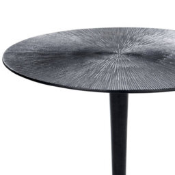 Wyld And Coco Novahome Black Metal Round Side Table 30Cm Geometric Carved Top Modern End Table - thumbnail 4