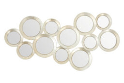 Orsina Silver Wall Mirror With 12 Circle Design, Vintage Bubble-Like Style Mirror, Artistic Interior Statement