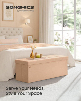 LEDREM Mazie Collection - Storage Ottoman Bench, 110 Cm Folding Foot Rest Stool, End Of Bed Bench, Easy Assembly, For Living Room - image 1