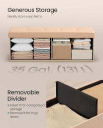 LEDREM Mazie Collection - Storage Ottoman Bench, 110 Cm Folding Foot Rest Stool, End Of Bed Bench, Easy Assembly, For Living Room - thumbnail 2