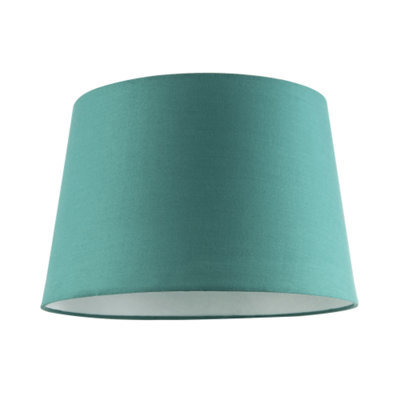 Happy Homewares Vivid Teal Cotton Fabric 12Inch Drum Lampshade With White Cotton Inner - image 1