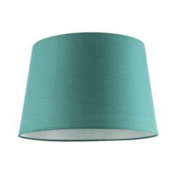 Happy Homewares Vivid Teal Cotton Fabric 12Inch Drum Lampshade With White Cotton Inner - thumbnail 1