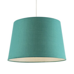 Happy Homewares Vivid Teal Cotton Fabric 12Inch Drum Lampshade With White Cotton Inner - thumbnail 2