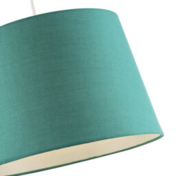 Happy Homewares Vivid Teal Cotton Fabric 12Inch Drum Lampshade With White Cotton Inner - thumbnail 4