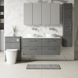 Nuie Arno Wall Hung 4-Drawer Vanity Unit With Laminate Worktop In Carrera Marble - thumbnail 2
