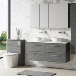 Nuie Arno Wall Hung 4-Drawer Vanity Unit With Laminate Worktop In Carrera Marble - thumbnail 4