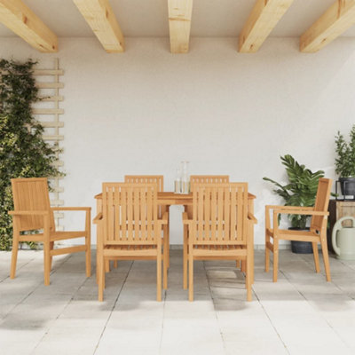 Berkfield 7 Piece Garden Dining Set Solid Wood Teak - image 1