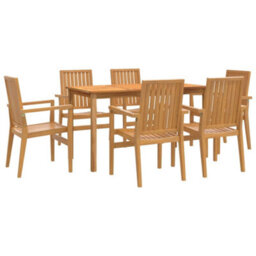 Berkfield 7 Piece Garden Dining Set Solid Wood Teak - thumbnail 2