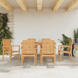 Berkfield 7 Piece Garden Dining Set Solid Wood Teak - thumbnail 1