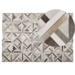 Beliani Rug Taytan Beige 140 X 200 Cm Leather - thumbnail 1